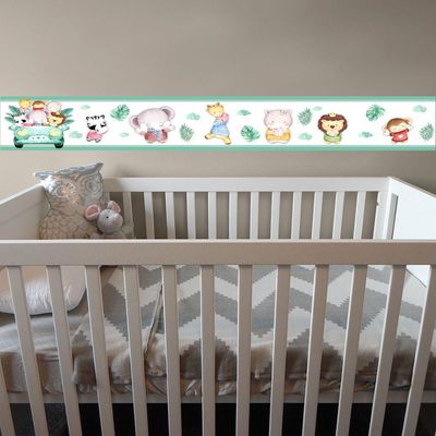 Kit 3 Faixas Decorativas Papel Parede Infantil Animais Carro