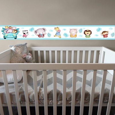 Kit 3 Faixas Decorativas Papel Parede Infantil Animais Carro