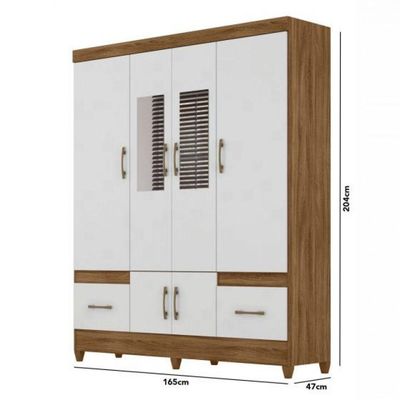 Guarda Roupa Casal 6 Portas 2 Gavetas C/Espelho Ms912