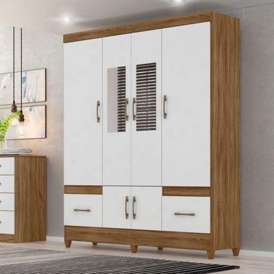 Guarda Roupa Casal 6 Portas 2 Gavetas C/Espelho Ms912