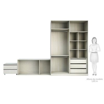 Guarda Roupa Sem Portas, 5 Gavetas, Legno Crema