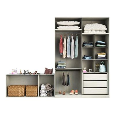 Guarda Roupa Closet, 3 Gavetas, 2 Cabideiros Legno Crema