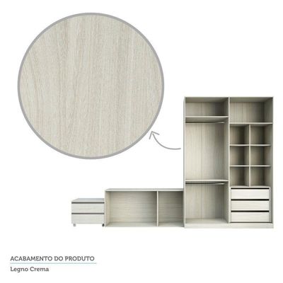 Guarda Roupa Sem Portas, 5 Gavetas, Legno Crema