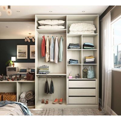 Guarda Roupa Sem Portas, 5 Gavetas, Legno Crema