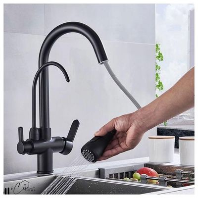 Torneira Monocomando Preta 360 Luxo Extensível Gourmet