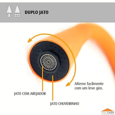 Torneira c/Filtro Cozinha Mesa Cone Gourmet Laranja