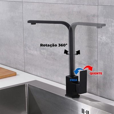 Torneira Preta Luxo Monocomando 360º Aerador Misturador