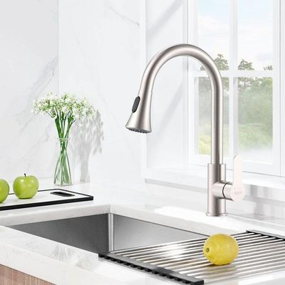 Torneira Goumet Pull Down Metal Escovado Mesa Bancada
