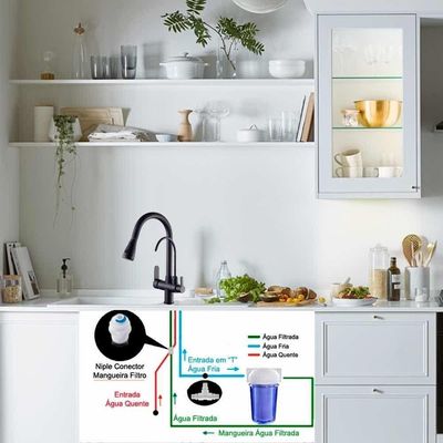 Torneira Luxo Preto Quente Frio Extensivel 360 Regulavel
