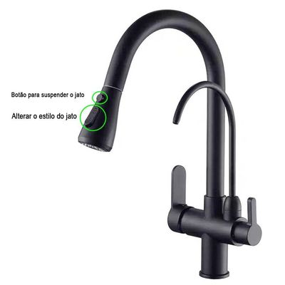 Torneira Luxo Preto Quente Frio Extensivel 360 Regulavel
