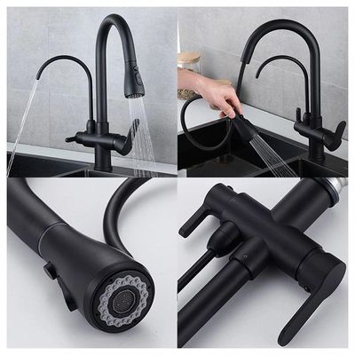 Torneira Luxo Preto Quente Frio Extensivel 360 Regulavel