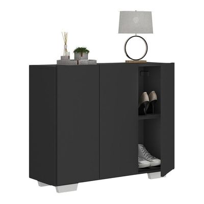 Sapateira 3 Portas Nina Multimóveis V6019 Preta/Branca