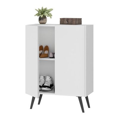 Sapateira 2 Portas Retrô Nina Multimóveis V6009 Branca/Preta