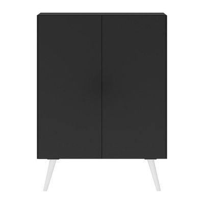 Sapateira 2 Portas Retrô Nina Multimóveis V6009 Preta/Branca