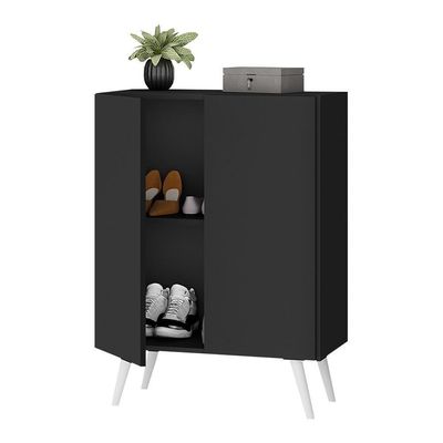 Sapateira 2 Portas Retrô Nina Multimóveis V6009 Preta/Branca
