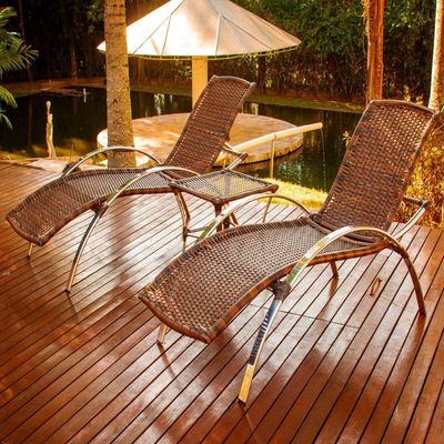 2 Espreguiçadeiras Caiobá E Mesa Em Alumínio - Piscina, Jardim