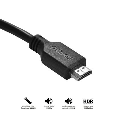 Cabo Hdmi 2.0 4K 30Awg Puro Cobre 15 Metros - Phm20-15