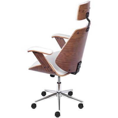 Cadeira Giratória Alta Bergen Lisboa Estrutura Madeira Laminada Revstida Em Pu Branco Base Rodízio