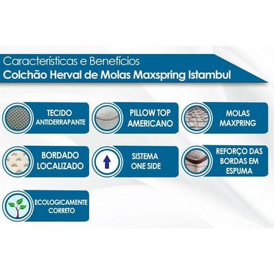 Cama Box Baú Casal: Colchão Molas Herval Maxspring Istambul + Base Crc Suede Clean(138x188)