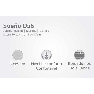 Cama Box Baú Casal: Colchão Espuma Herval D26 Sueño + Base Crc Courano Clean(138x188)