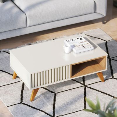 Conjunto Home Para Tv E Mesa De Centro Barton Freijo Off-white Matte