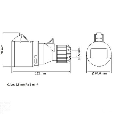 Tomada De Acoplamento Industrial 3p+t 32 A 380-415 Vca 6 H Tramontina Tramontina