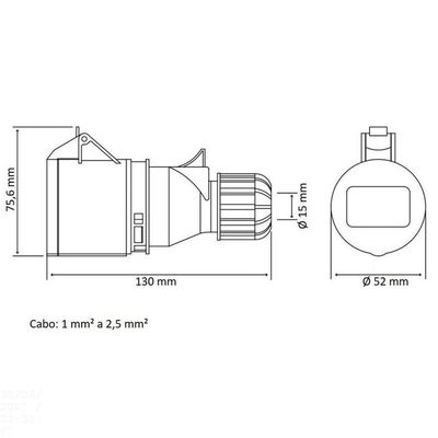 Tomada De Acoplamento Industrial 2p+t 16 A 220-250 Vca 6 H Tramontina Tramontina
