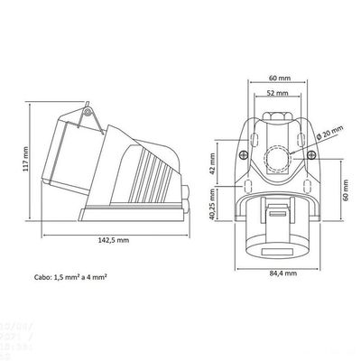 Tomada De Sobrepor Industrial 3p+t 16 A 380-415 Vca 6 H Tramontina Tramontina
