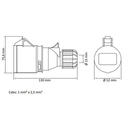 Tomada De Acoplamento Industrial 2p+t 16 A 380-415 Vca 9 H Tramontina Tramontina