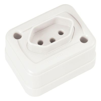 Tomada De Sobrepor 2P+T 10 A 250 V Branca