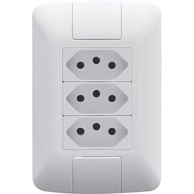 Conjunto 4x2 Com 3 Tomadas 2p+t 10 A 250 V Tramontina Aria Branco Tramontina
