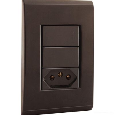 Conjunto 4x2 Com 1 Interruptor Simples 10 A 250 V E 1 Tomada 2p+t 10 A 250 V Liz Grafite