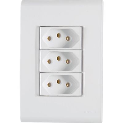 Conj 4x2 3 Tomadas 2p+t 20 A 250 V Tramontina Liz Branco