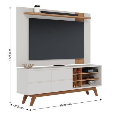 Conjunto Home Para Tv E Aparador Diana Off-white Freijo