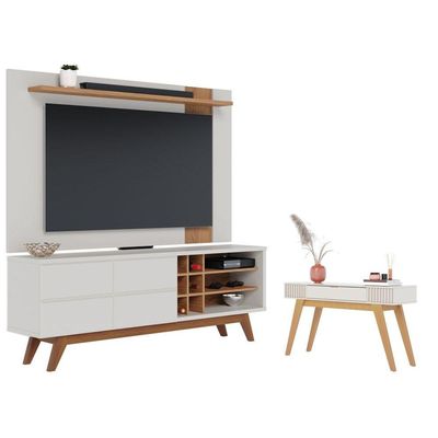 Conjunto Home Para Tv E Aparador Diana Off-white Freijo