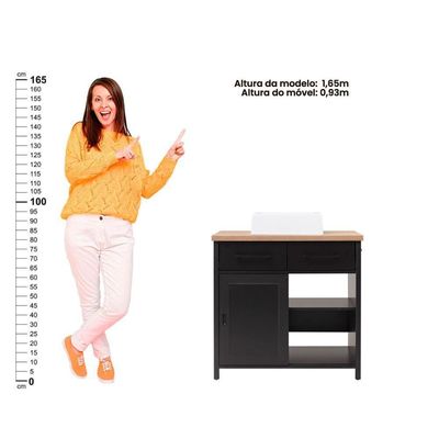 Gabinete Armário Banheiro Ditália 2 Gav 2 Pts Com Cuba Bn-03 Preto