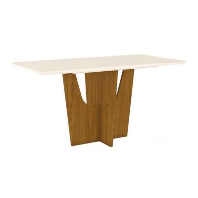 Mesa De Sala Jantar Vértice + Tampo Madeirado 160x80cm Nature/off White - Henn