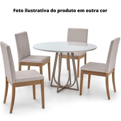 Mesa De Jantar Mh-5299 Herval Redonda 70 Cm Madeira Laca Fosca Off White Base Preta
