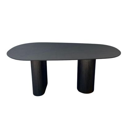 Mesa De Jantar Orgânica 160x90cm Com Duas Bases Cor ébanoo