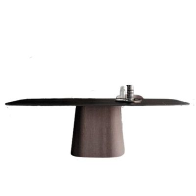 Mesa Cone Retangular Laca Preta 198x122cm Base Nogueira