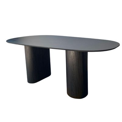 Mesa De Jantar Orgânica 180x100cm Com Duas Bases Cor ébano
