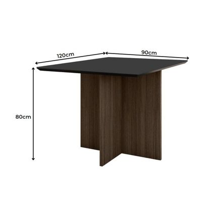 Mesa De Jantar Retangular Tampo Chanfrado Sem Vidro 120cm Helô Poliman Móveis Amendoa/grafite