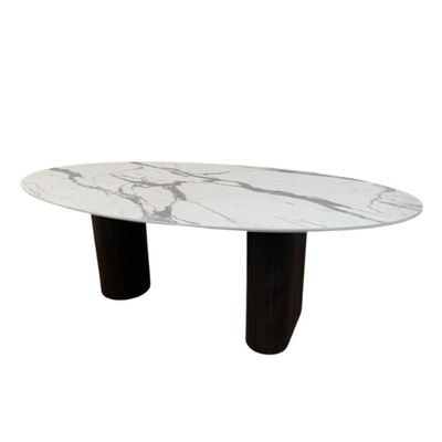 Mesa De Jantar Oval Dupla 180x100cm Madeira Ebano