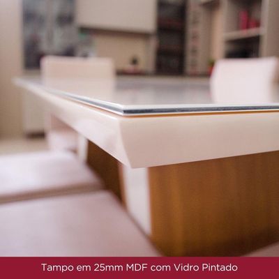 Mesa Canto Reto Com Vidro 160cm Selena Henn Nature Com Off White