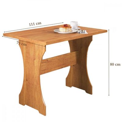 Mesa Com Banco Canto Estofado Golden Mel Tecido Linho Amendoa Viero Mel / Amendoa