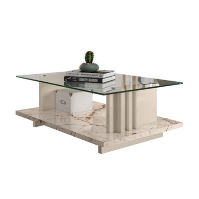 Conjunto Bancada E Mesa De Centro Darshan Calacata Off-white