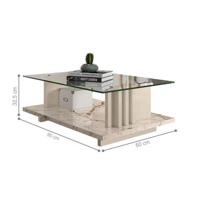 Conjunto Bancada E Mesa De Centro Darshan Calacata Off-white