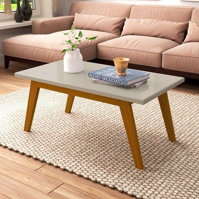 Mesa De Centro Com Pés Em Madeira Prism Off White Patrimar