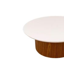 Mesa De Centro Base Cilíndrica 80cm Cor Branco
