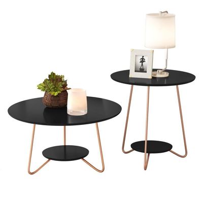 Jogo De Mesa Centro E Lateral Home Preto